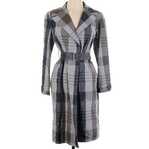 Theory Plaid Print Trench Coat
